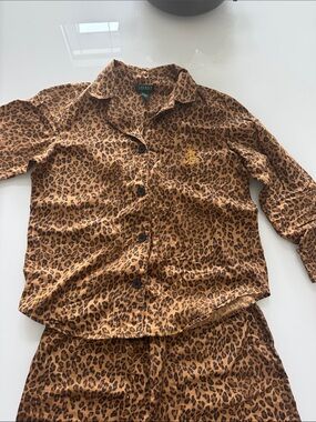 Ralph Lauren women Leopard-Print Pajama Set in Brown and Black